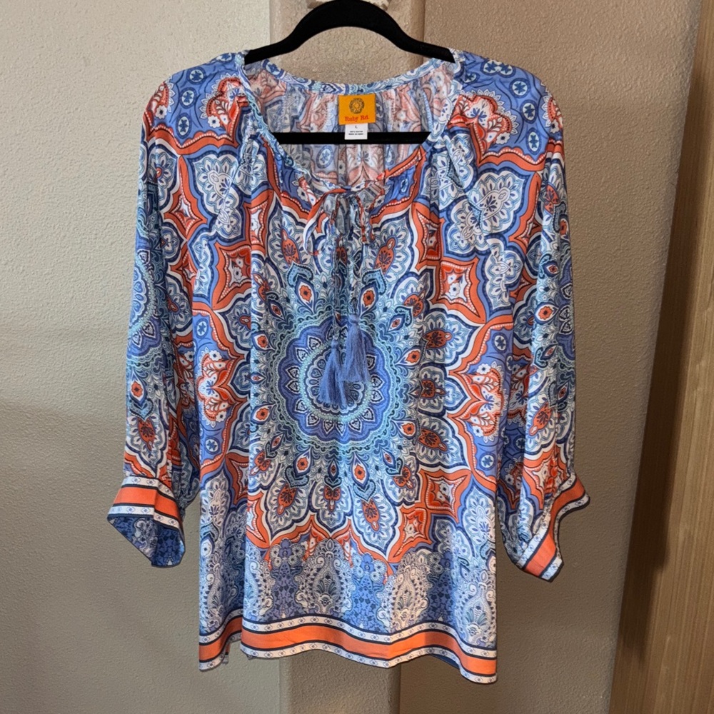 Ruby Rd. Blue Patterned Blouse And A Dark Denim P… - image 2